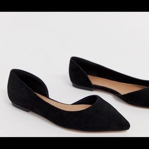 New, unworn, faux suede pointed toe flats